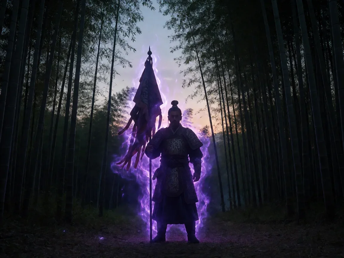 御龙在天端游紫副将,竹林前的紫将剪影