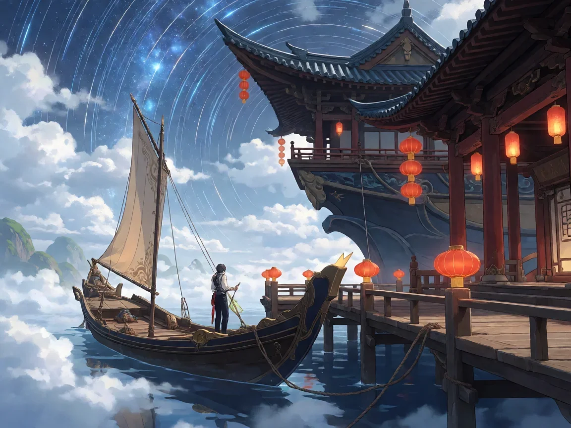 崩坏星穹星槎码头夜泊剪影
