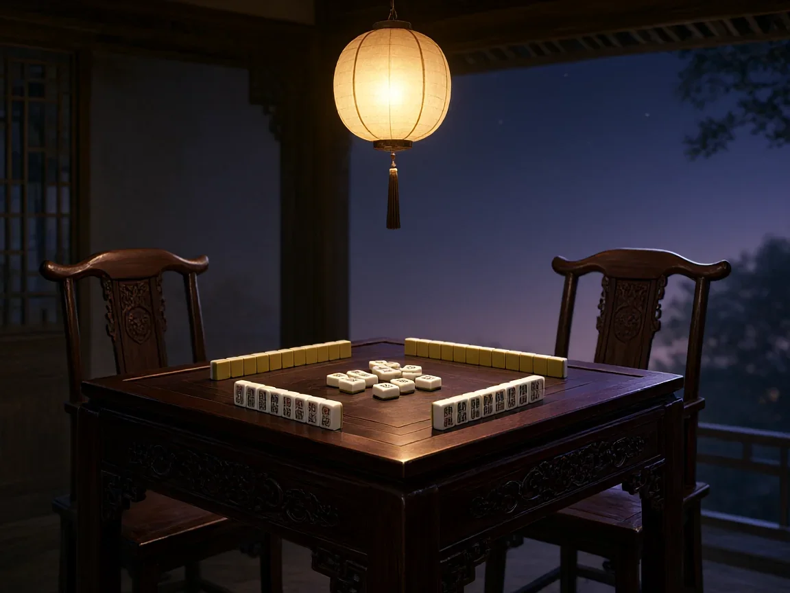 搓麻将经常输怎么办,古风茶楼牌桌剪影
