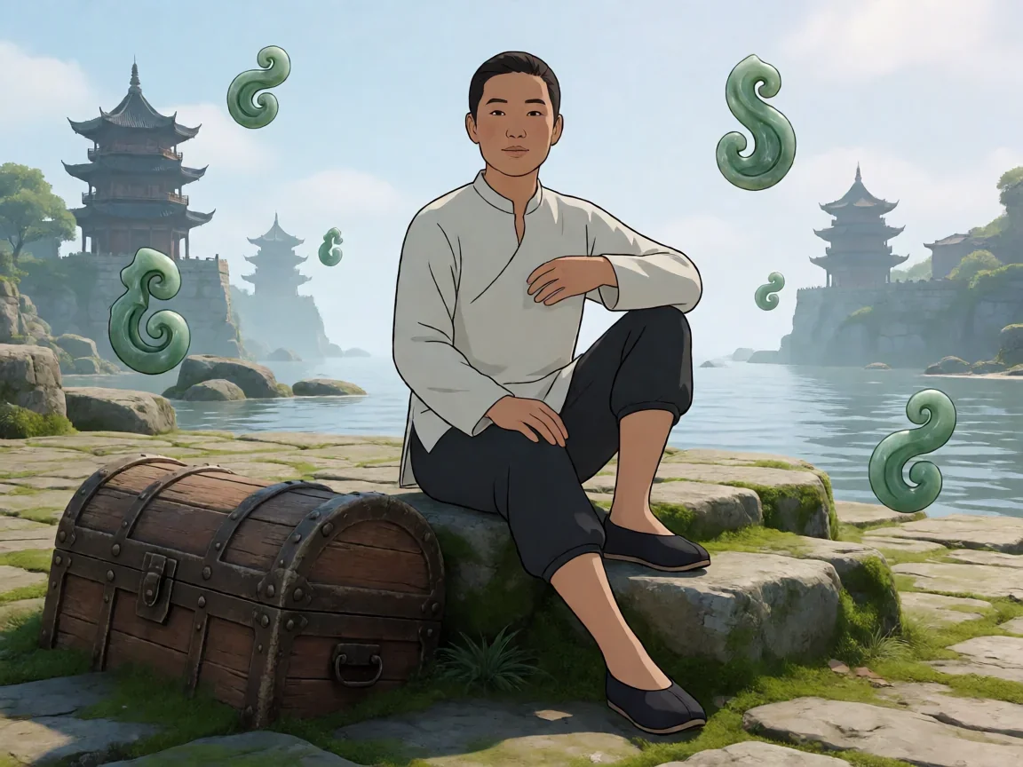 射雕丐帮上锁宝箱位置攻略,河畔石台上的宝箱剪影