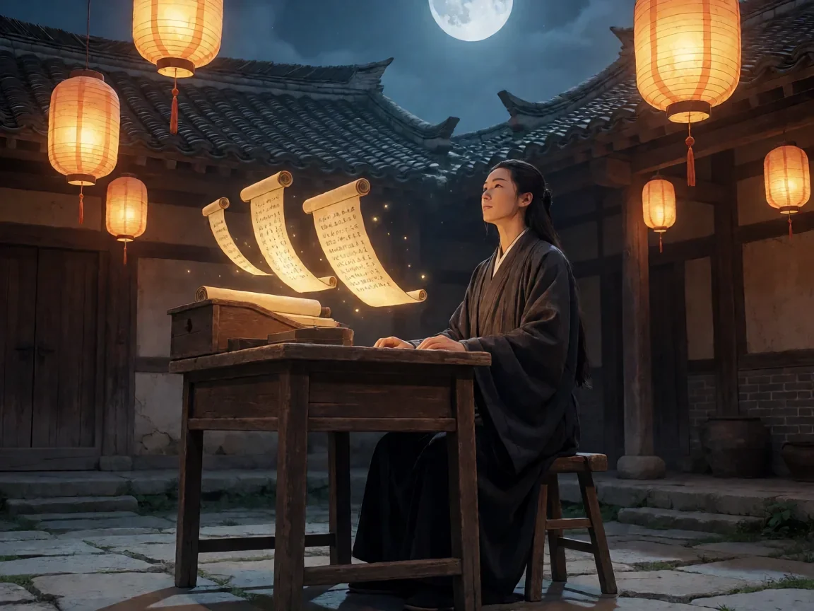 倩女幽魂经验书叫什么,月夜庭院中的发光卷轴