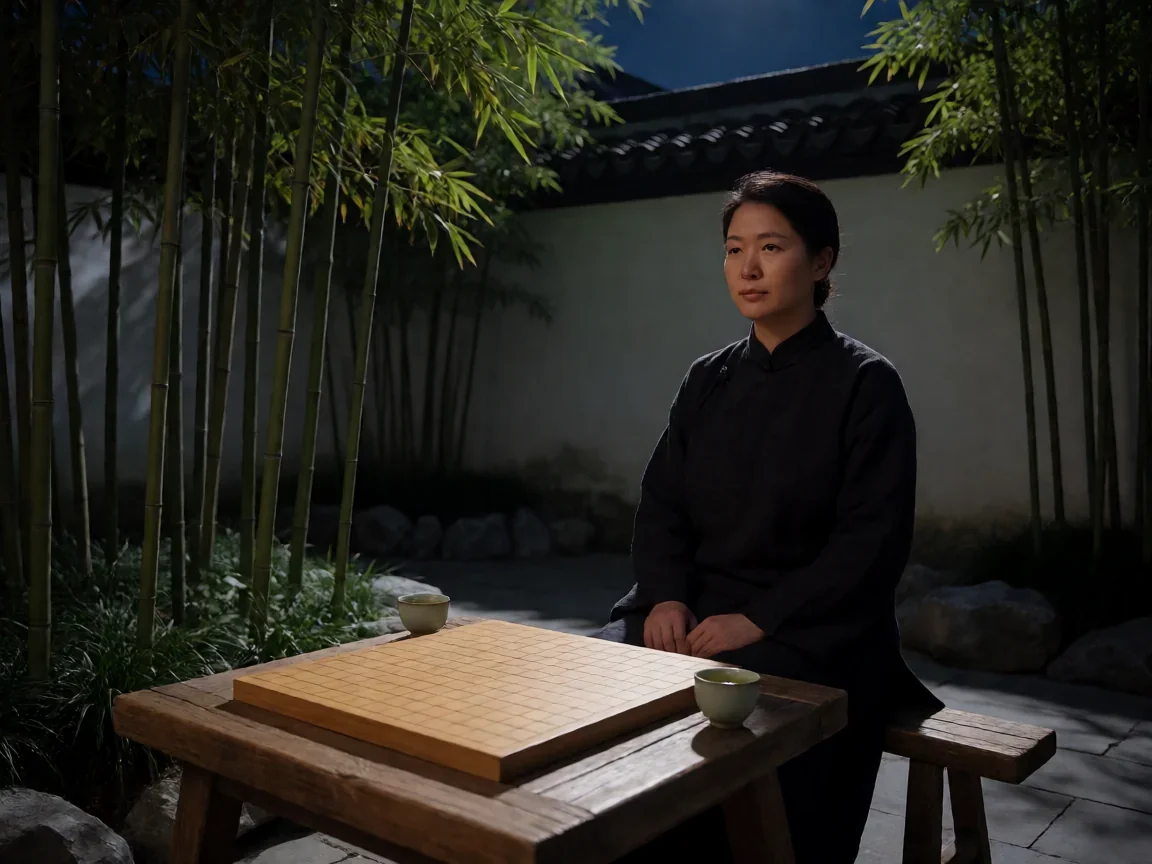 蓝牙对战五子棋,月下庭院里的双人对弈剪影