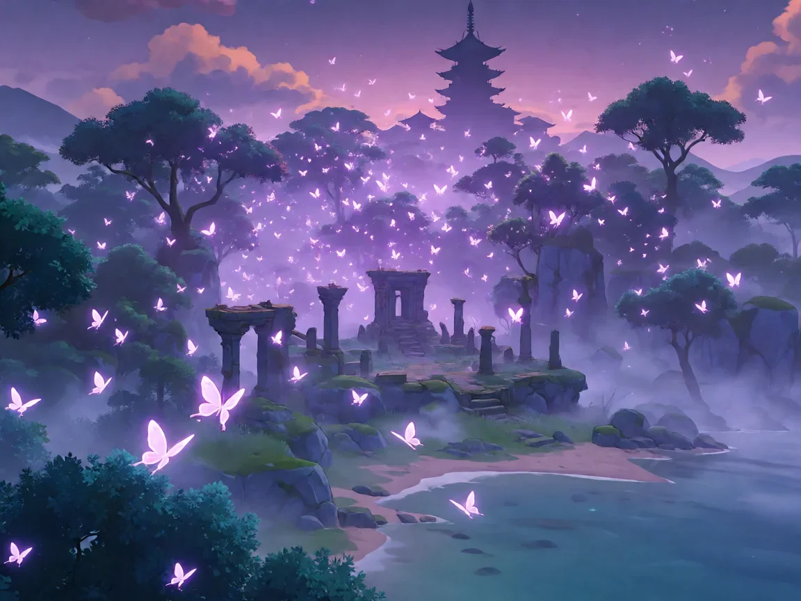 原神蝴蝶在哪抓,桓那兰那蝶群夜色