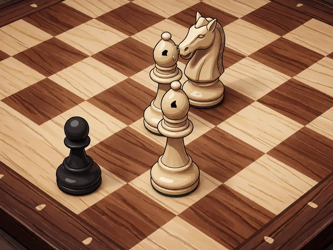 国际象棋的规则和走法,战术牵制与双将的棋盘示意